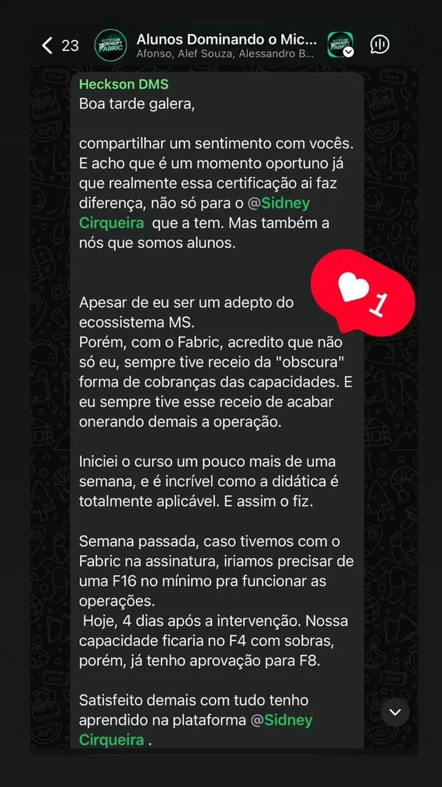 Depoimento de aluno 1